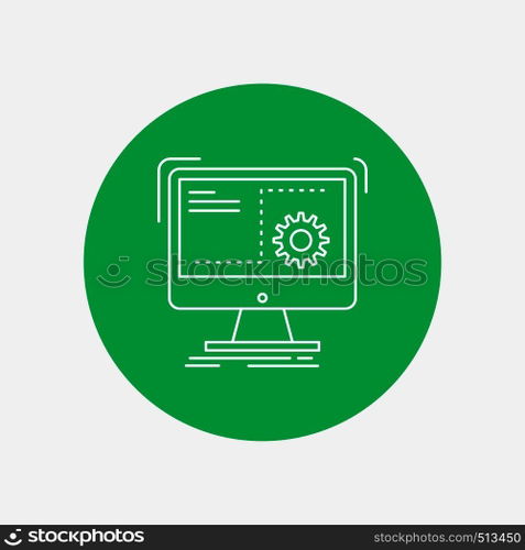Command, computer, function, process, progress White Line Icon in Circle background. vector icon illustration. Vector EPS10 Abstract Template background
