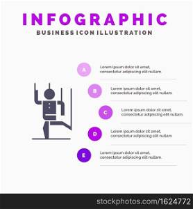 Command, Control, Human, Manipulate, Manipulation Solid Icon Infographics 5 Steps Presentation Background