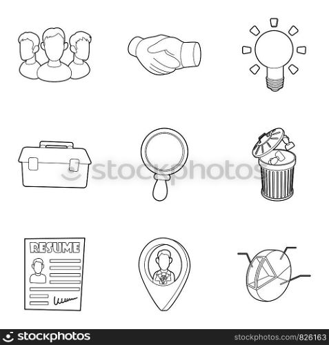 Command icons set. Outline set of 9 command vector icons for web isolated on white background. Command icons set, outline style