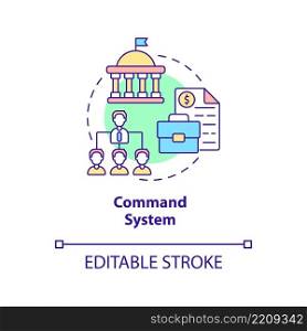 Command system concept icon. Planned economy. Economic systems types abstract idea thin line illustration. Isolated outline drawing. Editable stroke. Arial, Myriad Pro-Bold fonts used. Command system concept icon