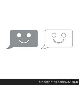 Comment smile message icon. Grey set .. Comment smile message icon. It is grey set .