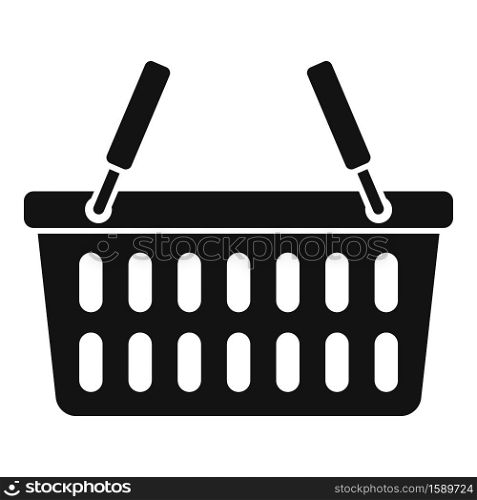 Commerce shop basket icon. Simple illustration of commerce shop basket vector icon for web design isolated on white background. Commerce shop basket icon, simple style