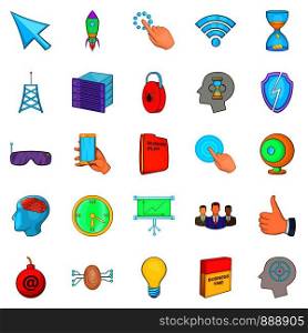 Commercial advertising icons set. Cartoon set of 25 commercial advertising vector icons for web isolated on white background. Commercial advertising icons set, cartoon style