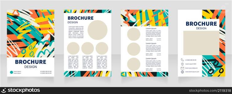 Commercial art blank brochure design. Template set with copy space for text. Premade corporate reports collection. Editable 4 paper pages. Source Sans, Myriad Pro, Arial fonts used. Commercial art blank brochure design