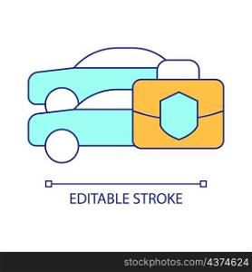Commercial auto insurance RGB color icon. Coverage for vehicles and transportation means. Isolated vector illustration. Simple filled line drawing. Editable stroke. Arial font used. Commercial auto insurance RGB color icon