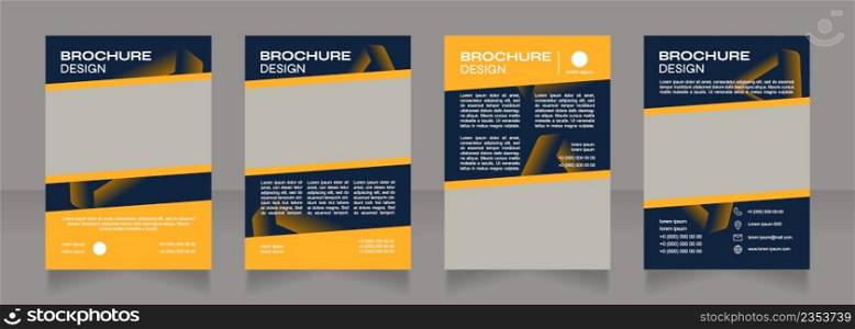Commercial biotech organization blank brochure design. Template set with copy space for text. Premade corporate reports collection. Editable 4 paper pages. Syne Bold, Arial Regular fonts used. Commercial biotech organization blank brochure design