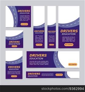 Commercial driver permit education web banner design template. Vector flyer with text space. Advertising placard with customized copyspace. Printable poster for advertising. Verdana, Tahoma fonts used. Commercial driver permit education web banner design template