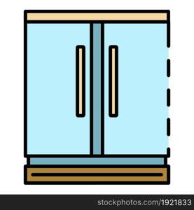 Commercial freezer icon. Outline commercial freezer vector icon color flat isolated on white. Commercial freezer icon color outline vector