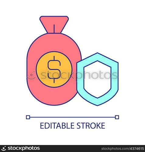Commercial insurance RGB color icon. Payment coverage. Financial support and assurance. Money policy. Isolated vector illustration. Simple filled line drawing. Editable stroke. Arial font used. Commercial insurance RGB color icon