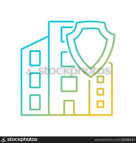 Commercial property insurance gradient linear vector icon. Real estate protection policy. Business offer. Thin line color symbol. Modern style pictogram. Vector isolated outline drawing. Commercial property insurance gradient linear vector icon