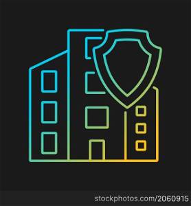Commercial property insurance gradient vector icon for dark theme. Real estate protection from accidents. Thin line color symbol. Modern style pictogram. Vector isolated outline drawing. Commercial property insurance gradient vector icon for dark theme