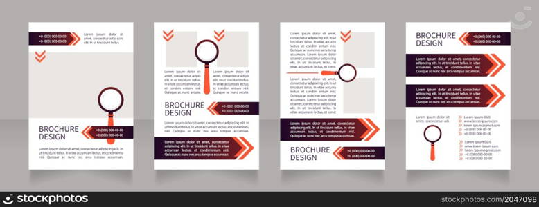 Commercial recruitment agency promotional blank brochure layout design. Vertical poster template set with empty copy space for text. Premade corporate reports collection. Editable flyer 4 paper pages. Commercial recruitment agency promotional blank brochure layout design