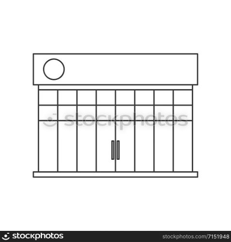 Commercial shopfront icon for retail store in vector line drawing