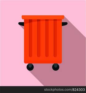 Commercial trash container icon. Flat illustration of commercial trash container vector icon for web design. Commercial trash container icon, flat style