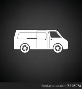 Commercial van icon. Black background with white. Vector illustration.