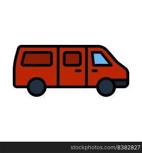 Commercial Van Icon. Editable Bold Outline With Color Fill Design. Vector Illustration.