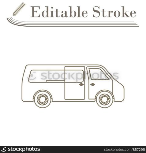 Commercial Van Icon. Editable Stroke Simple Design. Vector Illustration.