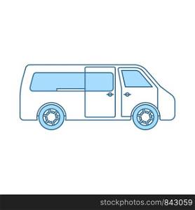 Commercial Van Icon. Thin Line With Blue Fill Design. Vector Illustration.