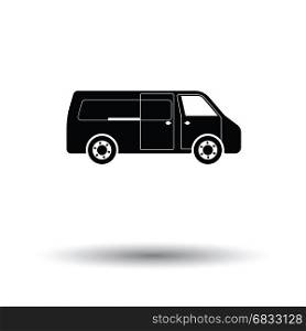 Commercial van icon. White background with shadow design. Vector illustration.