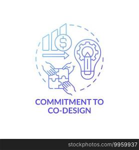 Commitment to co-design concept icon. Condition for co-design idea thin line illustration. Process involving end-users, customers. Partnering, partnership. Vector isolated outline RGB color drawing. Commitment to co-design concept icon