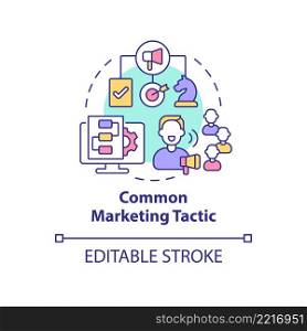 Common marketing tactic concept icon. Promoting product with influencers abstract idea thin line illustration. Isolated outline drawing. Editable stroke. Arial, Myriad Pro-Bold fonts used. Common marketing tactic concept icon