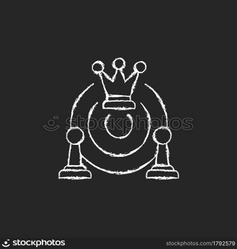 Common strategy chalk white icon on dark background. Collective purposes and goals. Business development plan. Team decisions. Resolve group problems. Isolated vector chalkboard illustration on black. Common strategy chalk white icon on dark background