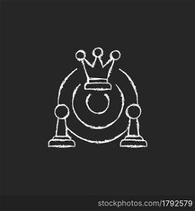 Common strategy chalk white icon on dark background. Collective purposes and goals. Business development plan. Team decisions. Resolve group problems. Isolated vector chalkboard illustration on black. Common strategy chalk white icon on dark background