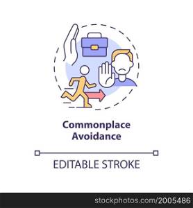 Commonplace avoidance concept icon. Stay away from uncomfortable workplace. Toxic working environment abstract idea thin line illustration. Vector isolated outline color drawing. Editable stroke. Commonplace avoidance concept icon