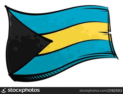 Commonwealth of the Bahamas national flag created in graffiti paint style