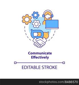 Communicate effectively concept icon. Addressing covid impact on logistics abstract idea thin line illustration. Isolated outline drawing. Editable stroke. Arial, Myriad Pro-Bold fonts used. Communicate effectively concept icon