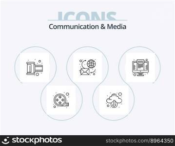 Communication And Media Line Icon Pack 5 Icon Design. online chat. event. device. date. video