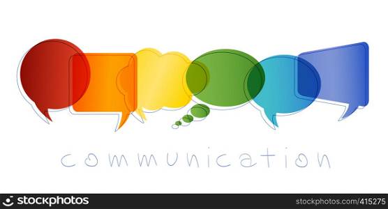 Communication and network concept. Isolated Speech bubble with rainbow colors. Text communication. Online community. Friends chatting. Contacts and online marketing. Vector