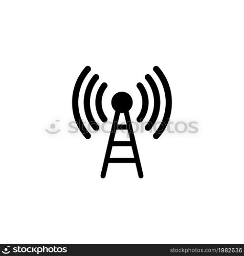 Communication Antenna. Flat Vector Icon illustration. Simple black symbol on white background. Communication Antenna sign design template for web and mobile UI element. Communication Antenna Flat Vector Icon