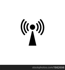Communication Antenna, Transmitter Signal. Flat Vector Icon illustration. Simple black symbol on white background. Communication Antenna, Transmitter sign design template for web and mobile UI element. Communication Antenna, Transmitter Signal Flat Vector Icon