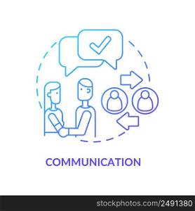 Communication blue gradient concept icon. Healthy relationships characteristic abstract idea thin line illustration. Good listeners. Isolated outline drawing. Myriad Pro-Bold font used. Communication blue gradient concept icon