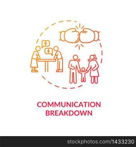 Communication breakdown concept icon. Family argument, partners conflict idea thin line illustration. Wife and husband dispute. Vector isolated outline RGB color drawing. Communication breakdown concept icon