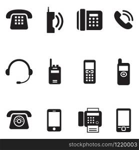 communication, call, phone vintage, retro telephone Vector Illustration Set