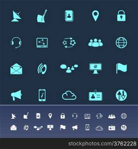 Communication color icons on navy background, stock vector