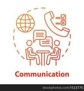 Communication concept icon. Dialogue. Professional conversation. Partnership meeting. Business negotiations idea thin line illustration. Vector isolated outline drawing