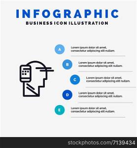 Communication, Connected, Human, Mobile, Mobility Line icon with 5 steps presentation infographics Background
