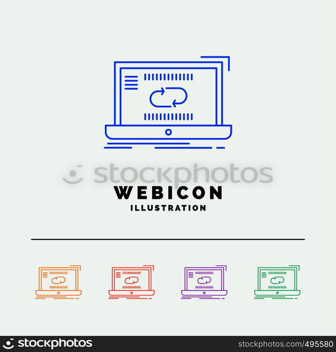 Communication, connection, link, sync, synchronization 5 Color Line Web Icon Template isolated on white. Vector illustration. Vector EPS10 Abstract Template background