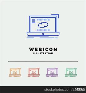 Communication, connection, link, sync, synchronization 5 Color Line Web Icon Template isolated on white. Vector illustration. Vector EPS10 Abstract Template background