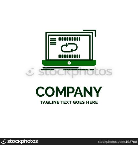 Communication, connection, link, sync, synchronization Flat Business Logo template. Creative Green Brand Name Design.
