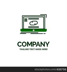 Communication, connection, link, sync, synchronization Flat Business Logo template. Creative Green Brand Name Design.