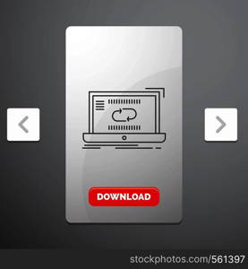 Communication, connection, link, sync, synchronization Line Icon in Carousal Pagination Slider Design & Red Download Button. Vector EPS10 Abstract Template background