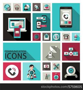 Communication decorative icons set with smartphone computer speech bubbles isolated vector illustration