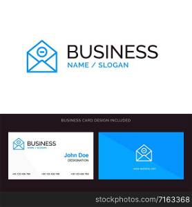 Communication, Delete, Delete-Mail, Email Blue Business logo and Business Card Template. Front and Back Design