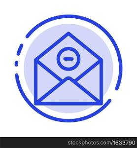 Communication, Delete, Delete-Mail, Email Blue Dotted Line Line Icon