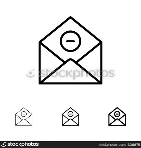 Communication, Delete, Delete-Mail, Email Bold and thin black line icon set