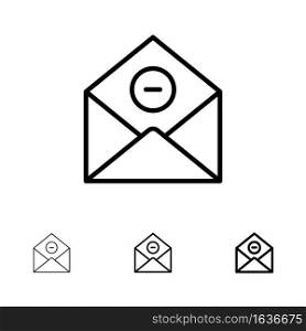 Communication, Delete, Delete-Mail, Email Bold and thin black line icon set